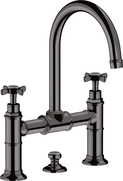 Hansgrohe Axor Montreux 2-Griff Waschbeckenarmatur 220 mit Kreuzgriffen und Ablauffernbedienung polished black chrome