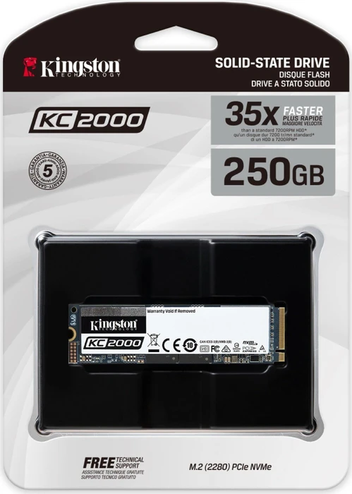 Kingston KC2000 NVMe PCIe SSD 250GB, M.2 2280 / M-Key / PCIe 3.0 x4