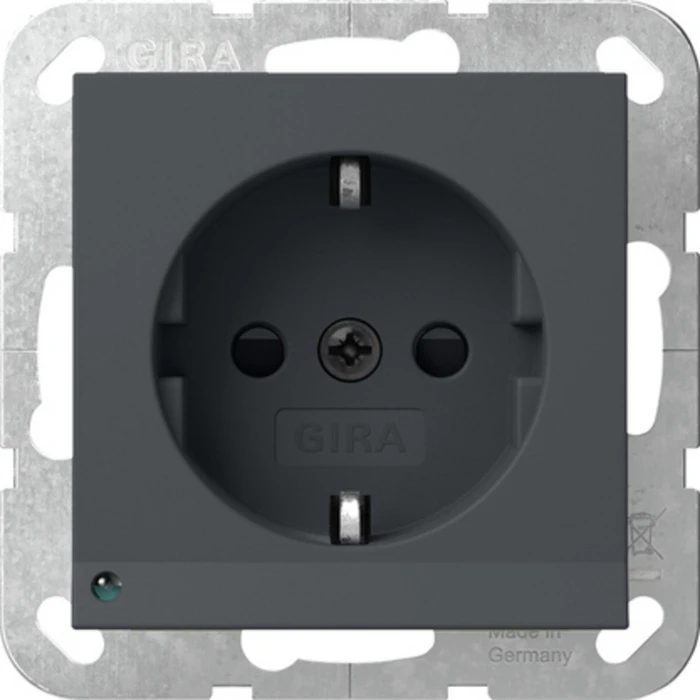 Gira System 55 SCHUKO-Steckdose 16A 250V mit LED-Orientierungsleuchte und Shutter, anthrazit