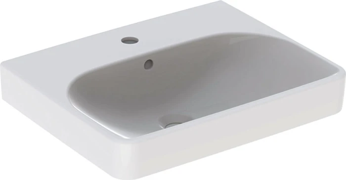 Geberit Smyle Square Waschtisch 55cm, Hahnloch mittig, mit Überlauf, weiß/KeraTect