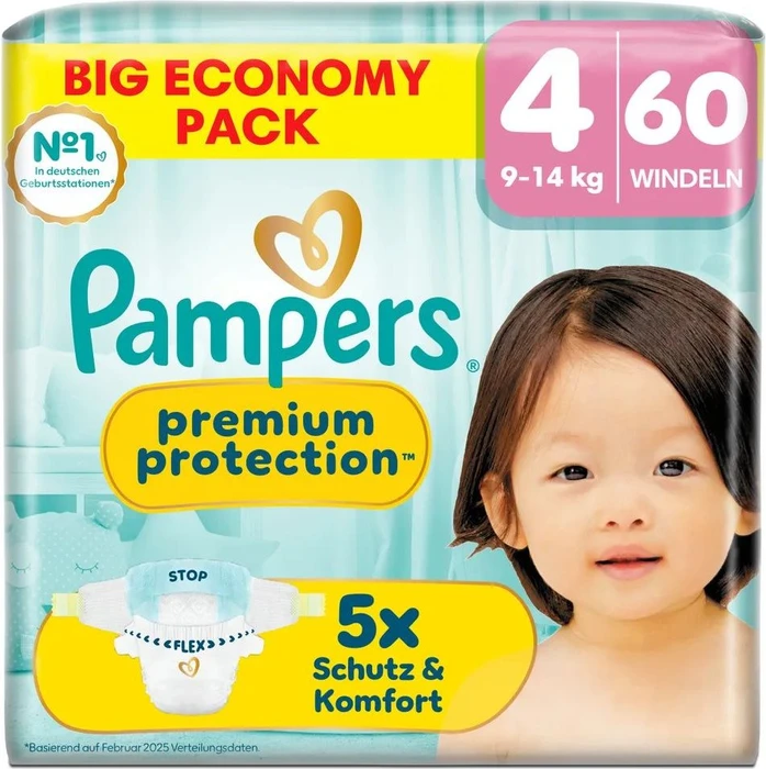 Pampers Premium Protection Gr.4 Einwegwindel, 9-14kg, 60 Stück