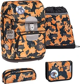 Belmil Motion Orange Camouflage Schultaschen-Set, 5-tlg.