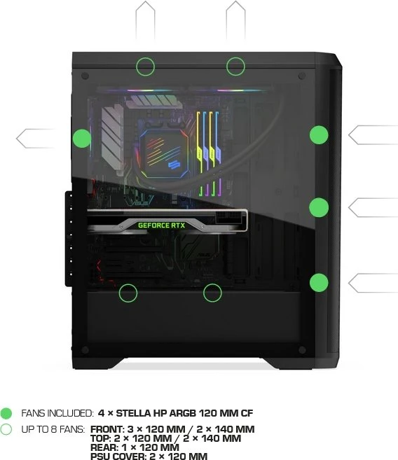 Endorfy SilentiumPC Ventum VT4V Evo TG ARGB, Glasfenster