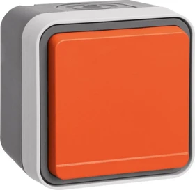 Berker W.1 Steckdose mit Schutzkontaktstift und orange Klappdeckel, lichtgrau