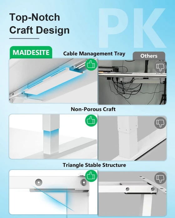 Maidesite T2 Pro Plus elektrisch höhenverstellbares Sitz-Steh-Schreibtischgestell weiß