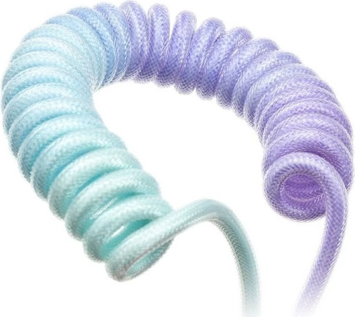 Ducky Premicord Spiralkabel USB-C auf USB-A, Tastaturkabel (Spiral-Textilkabel), 1.8m, Gradient Color Azure