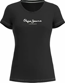 Pepe Jeans Logodruck Slim Fit T-Shirt kurzarm schwarz (Damen)
