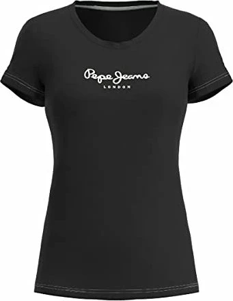 Pepe Jeans Logodruck Slim Fit T-Shirt kurzarm schwarz (Damen)
