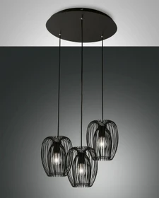Fabas Luce Camp Pendelleuchte 3-flammig schwarz Ø50cm