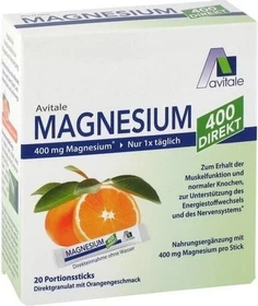 Avitale Magnesium 400 Direkt Pulver Portionsbeutel, 20 Stück