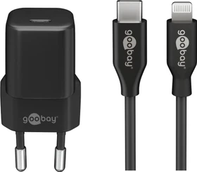 Wentronic Goobay Lightning/USB-C PD-Ladeset 30W schwarz