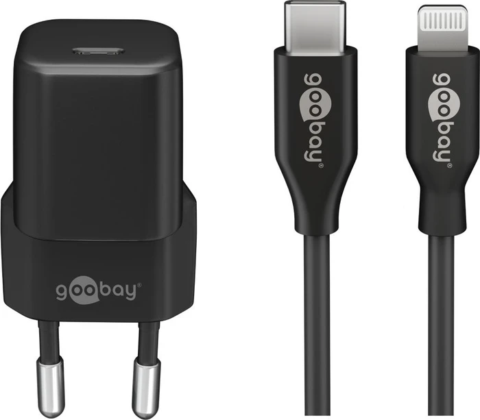 Wentronic Goobay Lightning/USB-C PD-Ladeset 30W schwarz