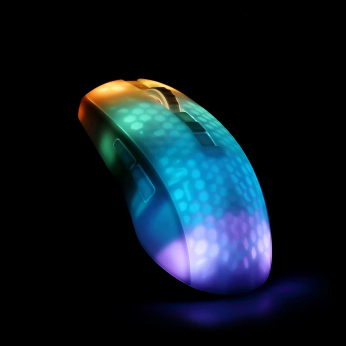 Deltaco WM87 RGB Ultralight Gaming Mouse weiß/transluzent, USB