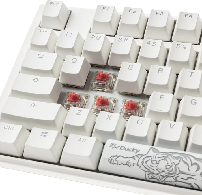 Ducky One 3 PBT, LEDs RGB, Pure White, MX SILENT RGB RED, USB, US