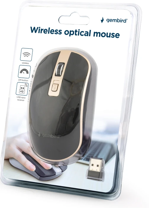 Gembird Wireless Optical Mouse 4B-06 schwarz/gold, USB