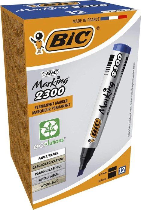 BIC Marking 2300 ECOlutions Permanentmarker Keilspitze 3.7-5.5mm blau, 12er-Pack, Box