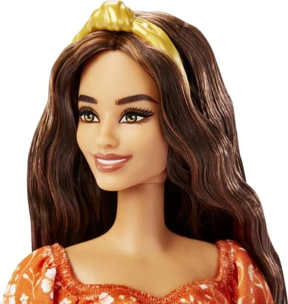 Mattel Barbie - Fashionistas Barbie orangefarbenes Blumenkleid