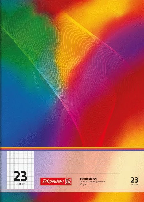 Brunnen Schulheft, A4, Lineatur 23, mehrfarbig, 16 Blatt