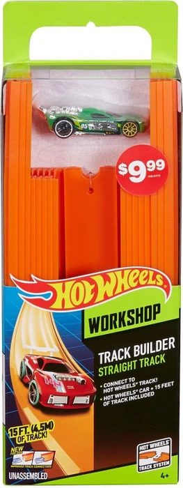 Mattel Hot Wheels Track Builder Straight Track with Car