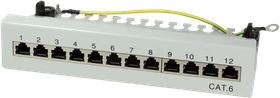 LogiLink Desktop Patchpanel Cat6, für Tisch/Wand, 12-Port, grau
