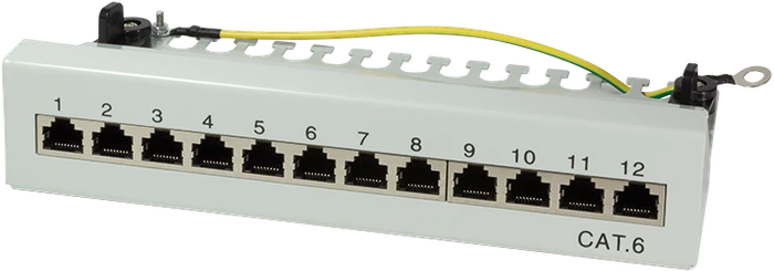 LogiLink Desktop Patchpanel Cat6, für Tisch/Wand, 12-Port, grau