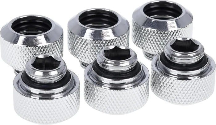 Alphacool Eiszapfen Rohranschluss G1/4" auf 13/10mm, verchromt, 6er-Pack