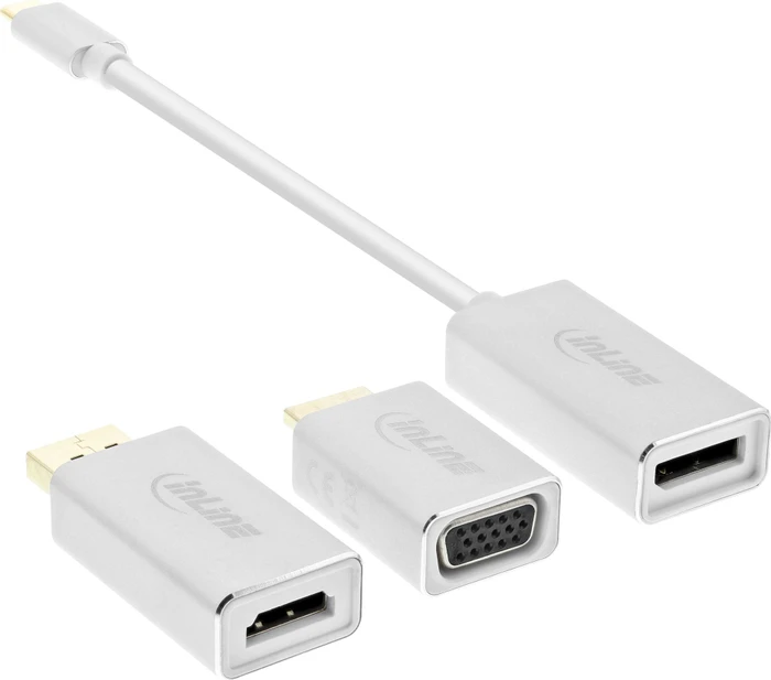 InLine USB Display Konverter Set 6-in-1 silber