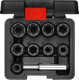 Gedore red R68003010 Spiralnutenausdrehersatz 1/2" inkl. Werkzeugbox, 10-tlg.