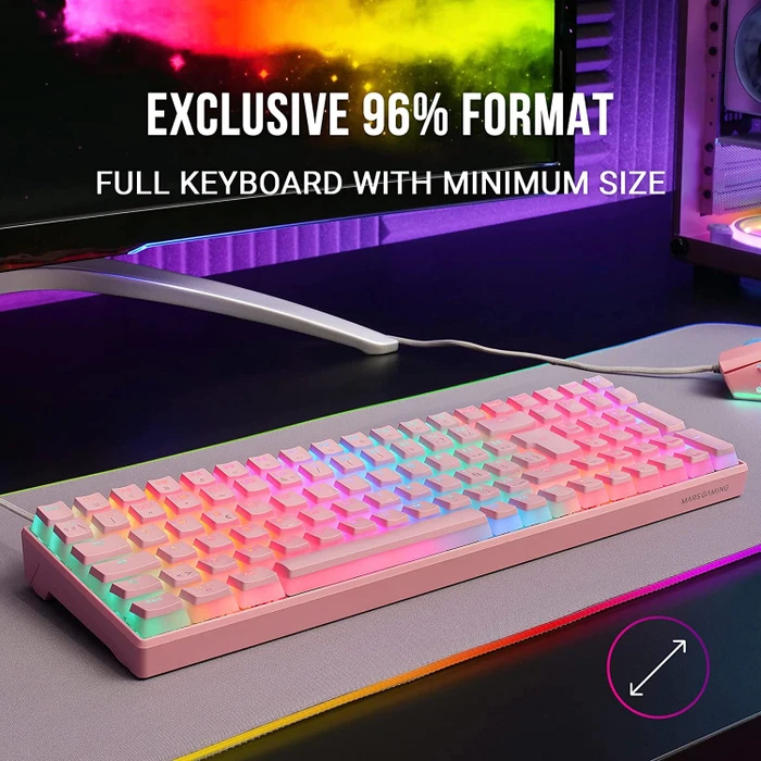 Mars Gaming MKULTRA, rosa, LEDs RGB, Gaote Outemu SQ BLUE, USB, ES/US