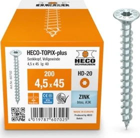 HECO TOPIX-plus verzinkt blau A3K Torx T20 Holzschraube, 4.5x45mm, 200 Stück