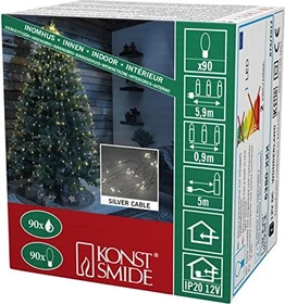 Konstsmide Tropfenlametta Lichterkette LED 90x warmweiß