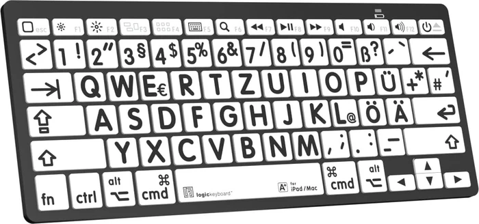 LogicKeyboard LargePrint Mini Mac, Black on White, Bluetooth, DE
