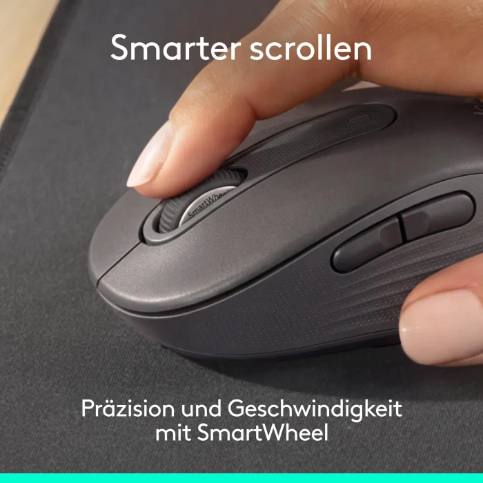 Logitech Signature M650 Medium mit Mauspad, Graphite, Logi Bolt, USB/Bluetooth