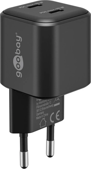 Wentronic Goobay USB-C PD GaN Dual-Schnellladegerät Nano 35W schwarz