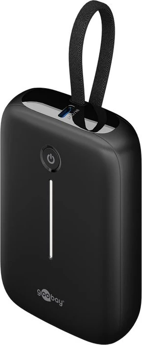 Wentronic Goobay Powerbank 10000mAh mit integriertem USB-C-Kabel schwarz