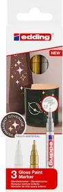 edding 751 Glanzlackmarker weiß/silber/gold, 3er-Set