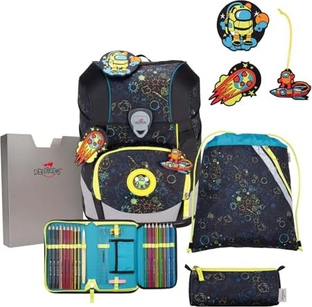 DerDieDas ErgoFlex Tiny Exklusiv LED Crazy Schultaschen-Set, 5-tlg.