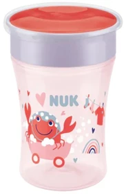 NUK Magic Cup Trinkbecher mit Trinkrand und Deckel, 8+M, 230ml, krabbe rot