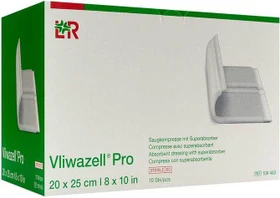 Lohmann & Rauscher Vliwazell Pro Saugkompressen mit Superabsorber steril, 20 x 25cm, 10 Stück