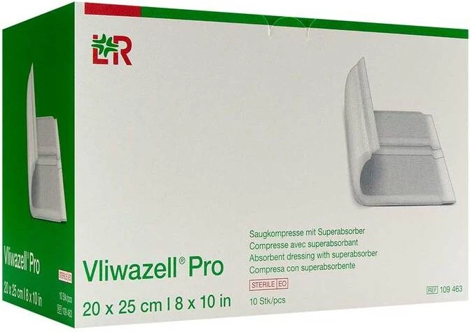 Lohmann & Rauscher Vliwazell Pro Saugkompressen mit Superabsorber steril