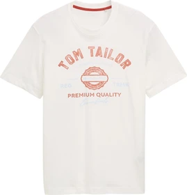 Tom Tailor Logo-Print T-Shirt kurzarm off white (Herren)