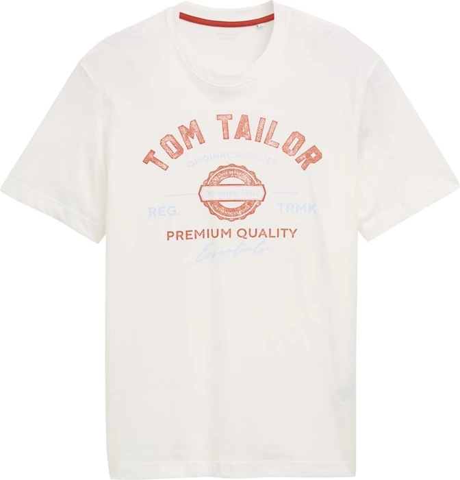 Tom Tailor Logo-Print T-Shirt kurzarm off white (Herren)