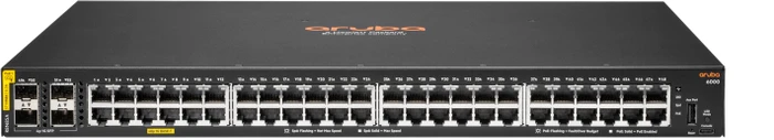 HPE Aruba CX 6000 Series Rackmount Gigabit Managed Switch, 48x RJ-45, 4x SFP, 740W PoE+