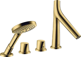 Hansgrohe Axor Starck Organic 4-Loch Fliesenrandarmatur mit Thermostat polished goldoptik