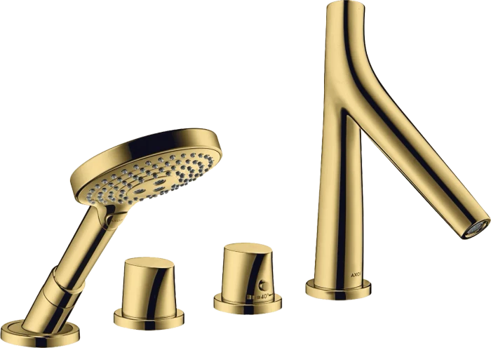 Hansgrohe Axor Starck Organic 4-Loch Fliesenrandarmatur mit Thermostat polished goldoptik