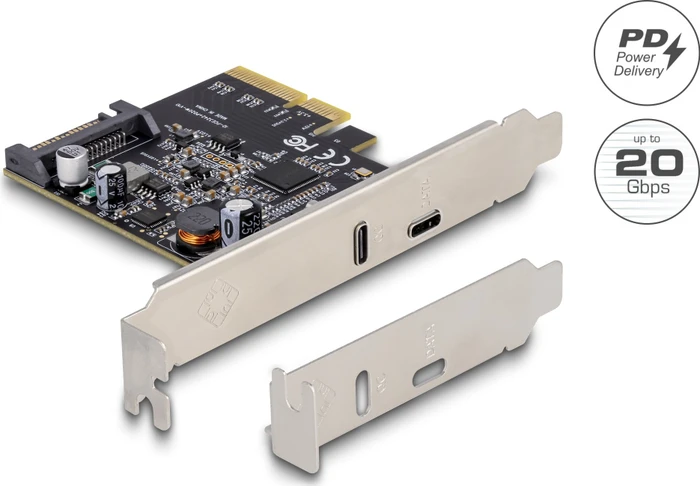 DeLOCK PCI Express x4 Karte zu 1 x SuperSpeed USB 20 Gbps, 1x USB-C 3.2, PCIe 3.0 x4