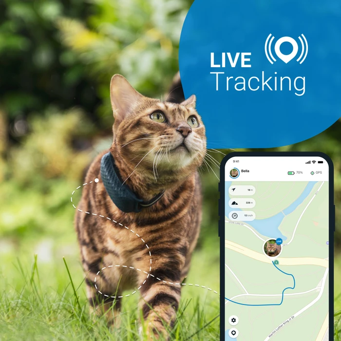 Tractive CAT 4, GPS Tracker für Katzen, Befestigung, Mitternachtsblau