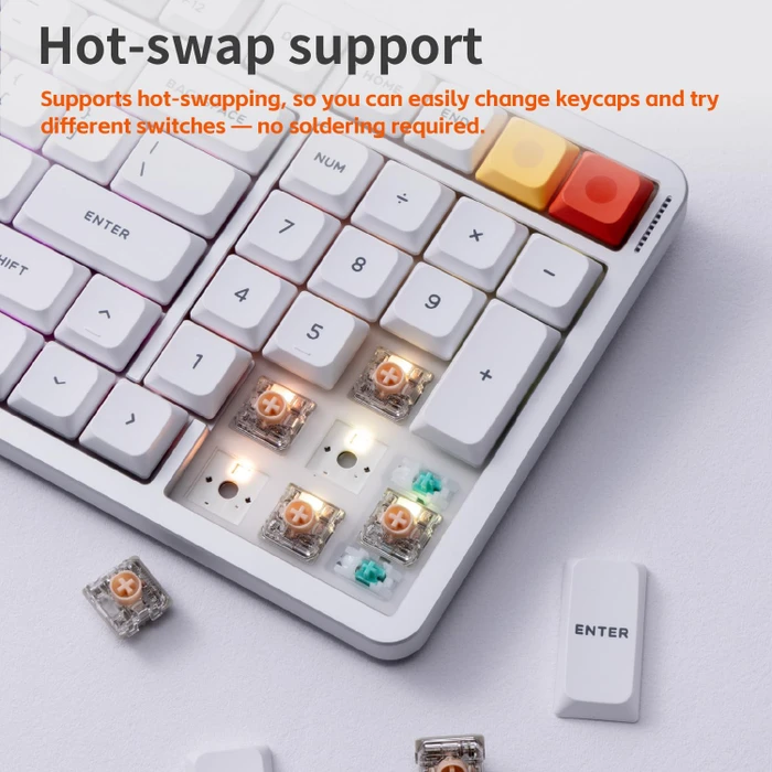 NuPhy Air100 V3 Mac/PC, Nova White, weiß/silber, hot-swap, Low-Profile Red nano, USB/Bluetooth, US