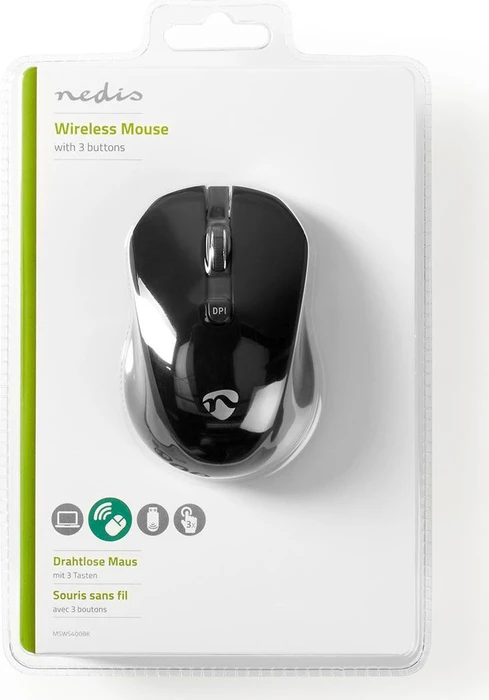 Nedis wireless Mouse, schwarz, USB