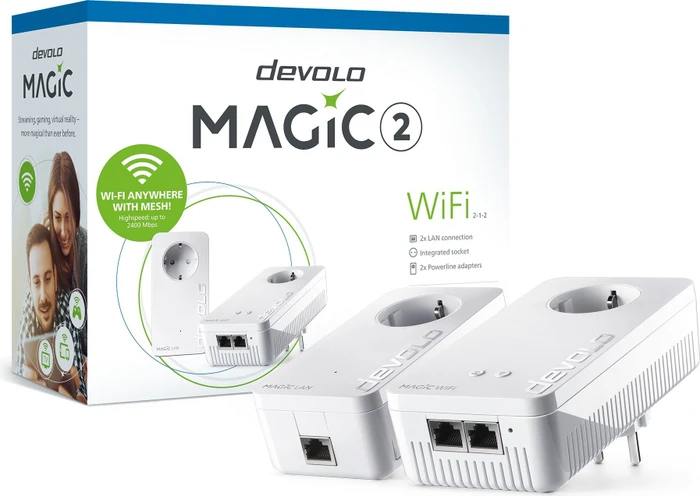 devolo Magic 2 WiFi Starter Kit, Powerline/WLAN-Access Point und Powerline-Adapter Set, 2er-Bundle